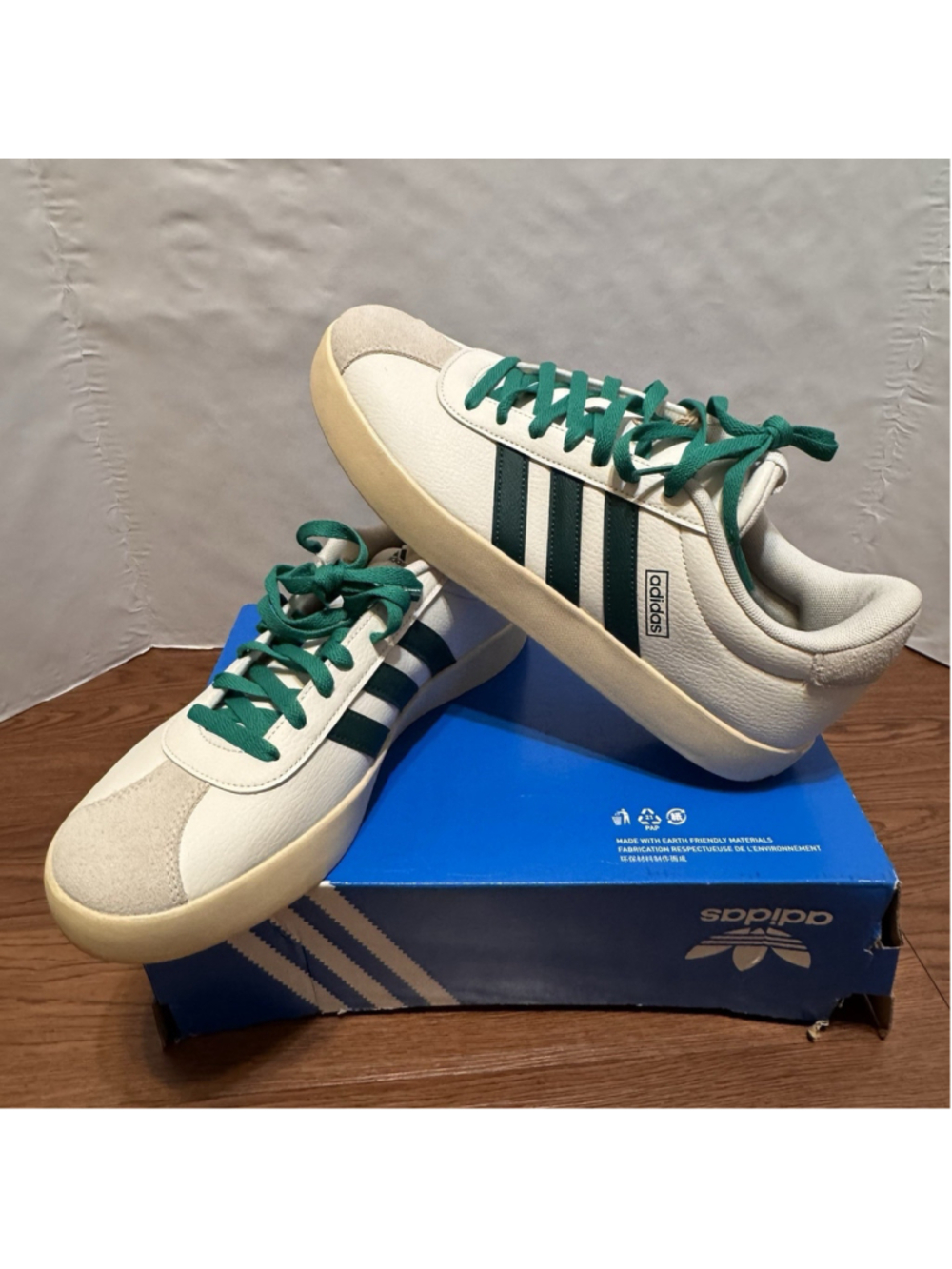 New Adidas VL Court 3.0 White Green Sneaker Shoes Size:11 JI1754 Men